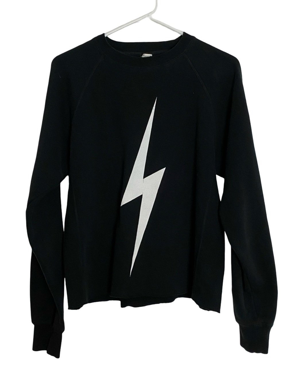 Lightning Bolt Cool Casual Sweatshirt Womens Size Small Medium Pullover Black